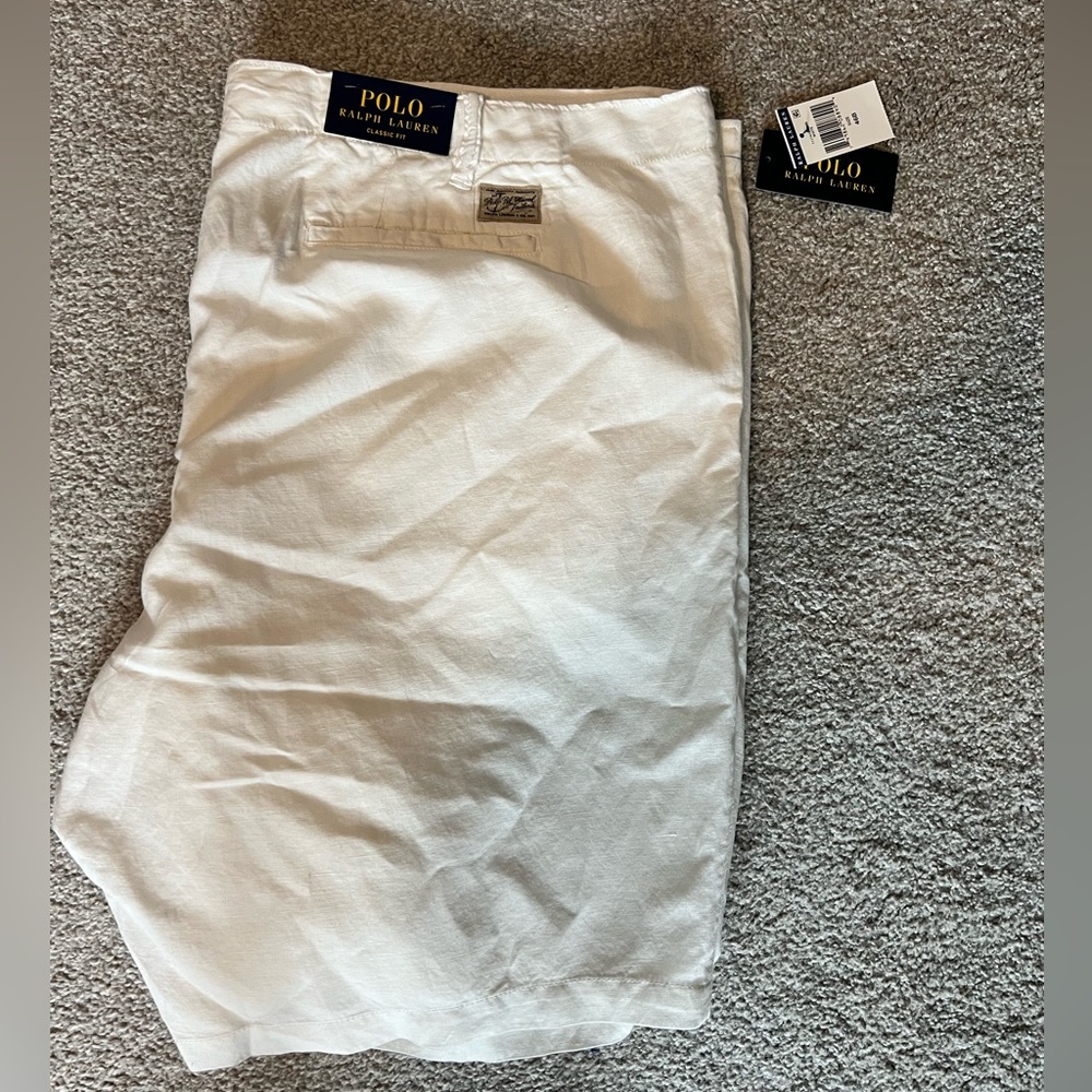 Polo by Ralph Lauren White Flat Front Men Shorts